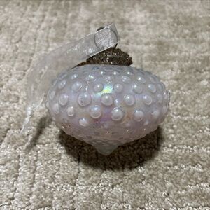Karma Hobnail Drop Glass Ornament Pearl 4”